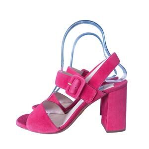 Prada Suede Pink Buckle High Heel Sandals 36